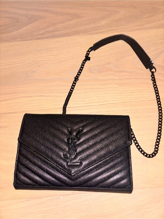 Saint Laurent Handbags - Saint Laurent Black Chevron Leather Chain Crossbody